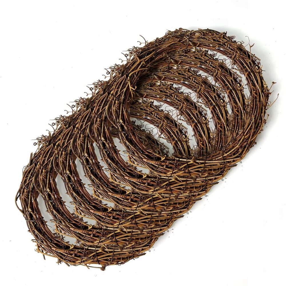 3034 6 Pcs 8 Inch Natural Grapevine Wreaths, Vine Branch Wreath, Rattan